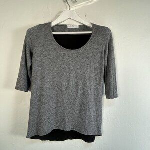 Amina Rubinacci Napoli Womens Gray & Black 3/4 Sleeve Hi-Low Top Size 40 Italy
